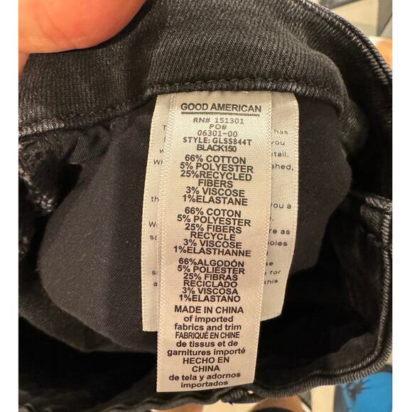 Good American Good Legs Side Slit High Waist Skinny Jeans Black150, Plus Size 16 - Picture 5 of 6